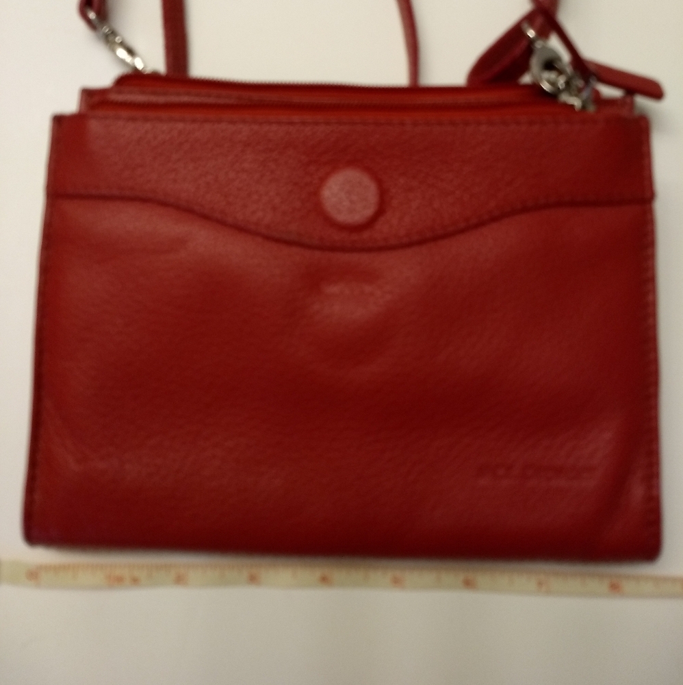Jack Georges Red Leather Crossbody Wallet Purse - Picture 7 of 7